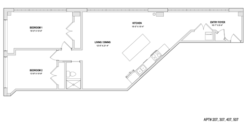 a floor plan of a small house at The 22 Apartments, St. Louis, MO 63103